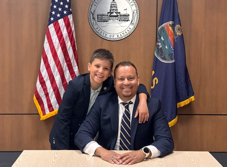 Juan C Luengo with his son